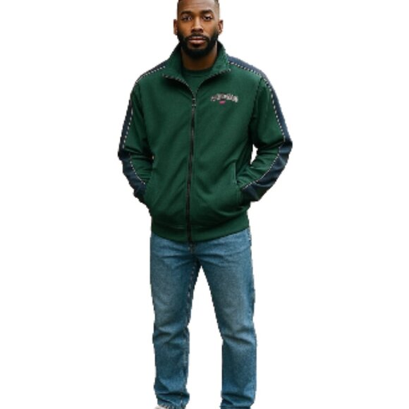 Tommy Hilfiger Men's Jacket Sz Med Green Full Zip Athletic Logos Pockets - Picture 13 of 14